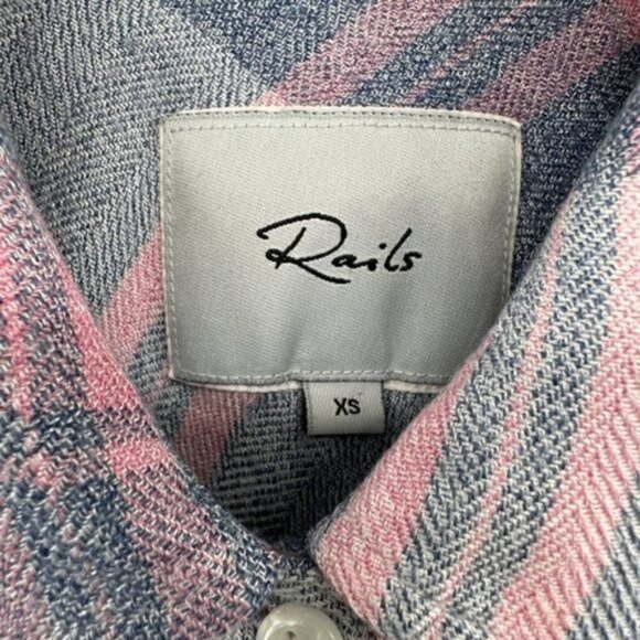 RAILS Hunter Mulberry Blue Plaid Relaxed Button Front Long Sleeve Rodeo XS Shirt - Picture 4 of 9